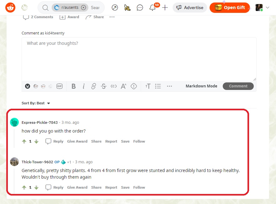 CG Australia seeds reddit