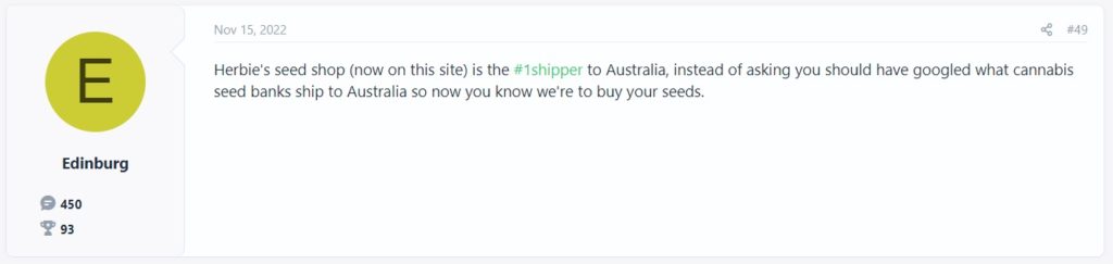 Herbies cannabis seeds Sydney